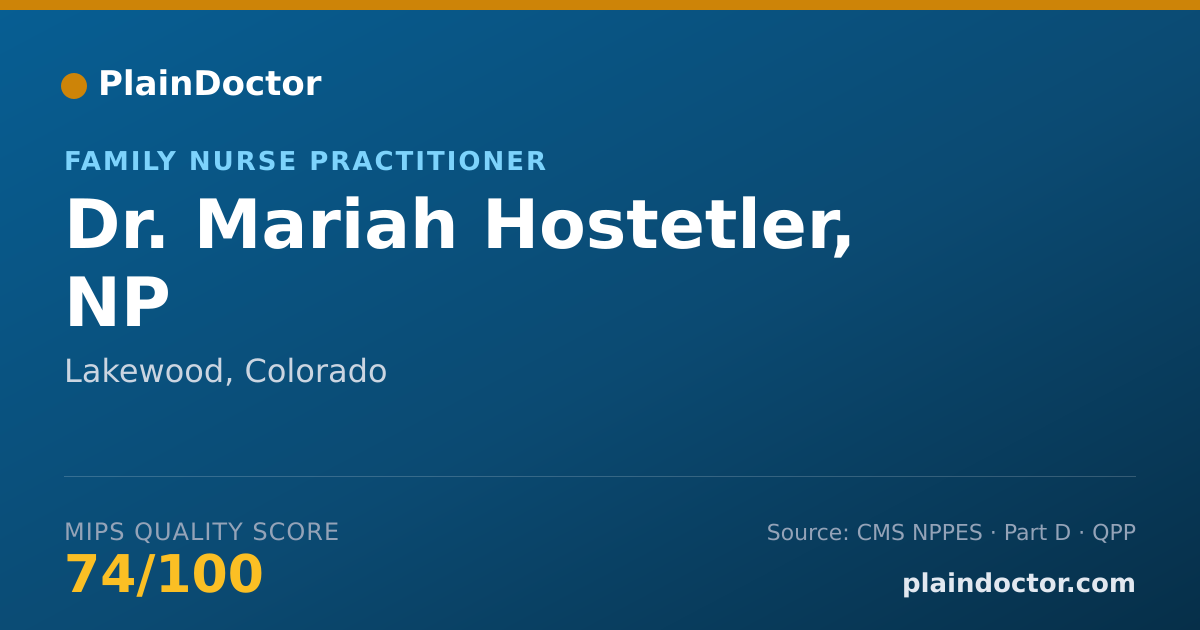 Shareable card for Mariah Hostetler, NP - Family Nurse Practitioner, Lakewood, CO
