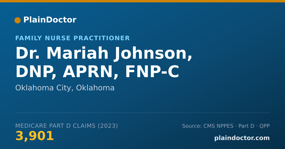 Shareable card for Mariah Johnson, DNP, APRN, FNP-C - Family Nurse Practitioner, Oklahoma City, OK