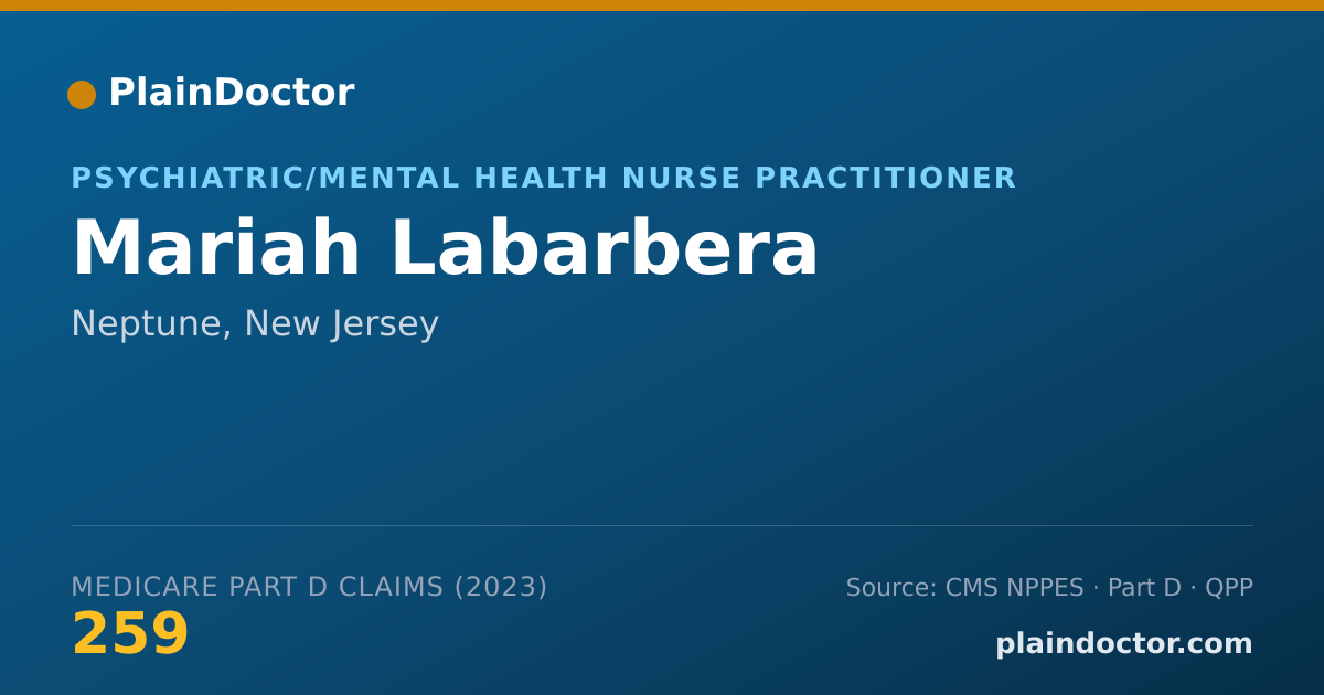 Shareable card for Mariah Labarbera - Psychiatric/Mental Health Nurse Practitioner, Neptune, NJ