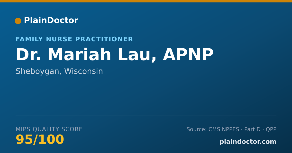 Shareable card for Mariah Lau, APNP - Family Nurse Practitioner, Sheboygan, WI