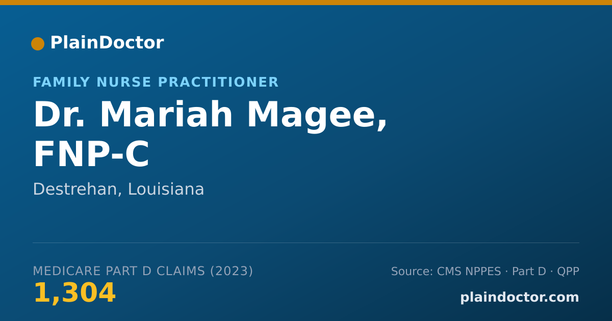 Shareable card for Mariah Magee, FNP-C - Family Nurse Practitioner, Destrehan, LA