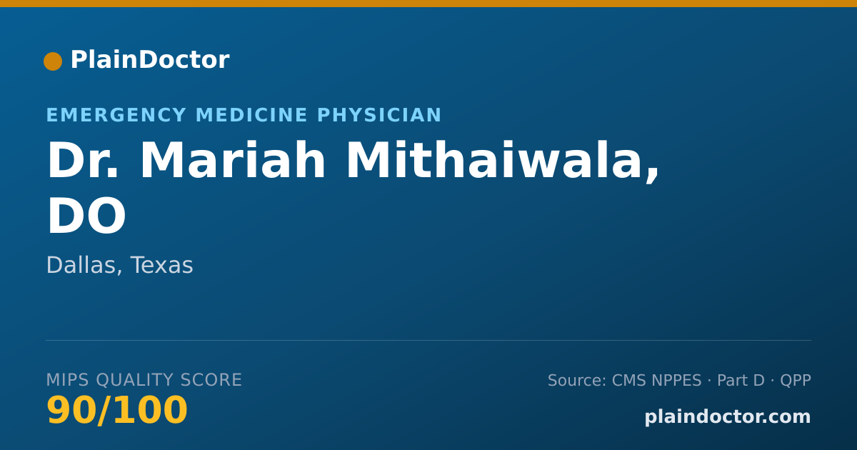 Shareable card for Mariah Mithaiwala, DO - Emergency Medicine Physician, Dallas, TX