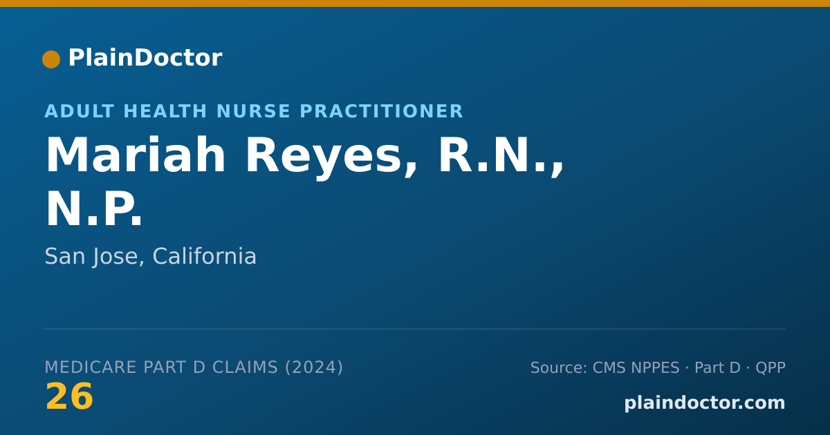 Shareable card for Mariah Reyes, R.N., N.P. - Registered Nurse, San Jose, CA
