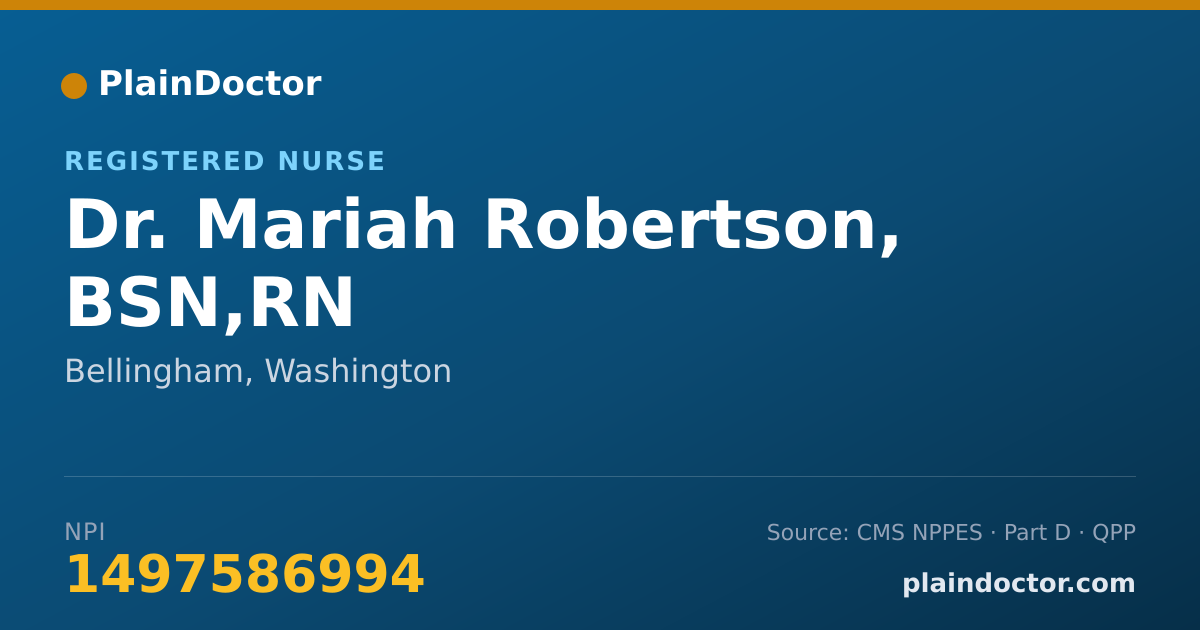 Shareable card for Mariah Robertson, BSN,RN - Registered Nurse, Bellingham, WA