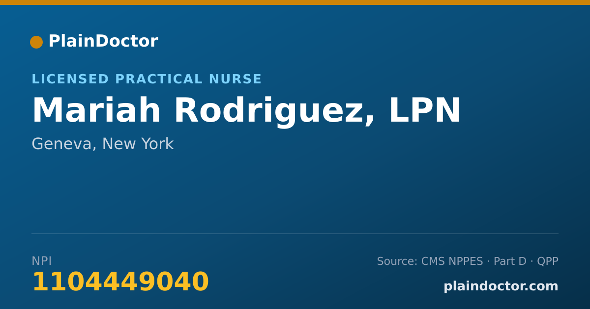 Shareable card for Mariah Rodriguez, LPN - Licensed Practical Nurse, Geneva, NY