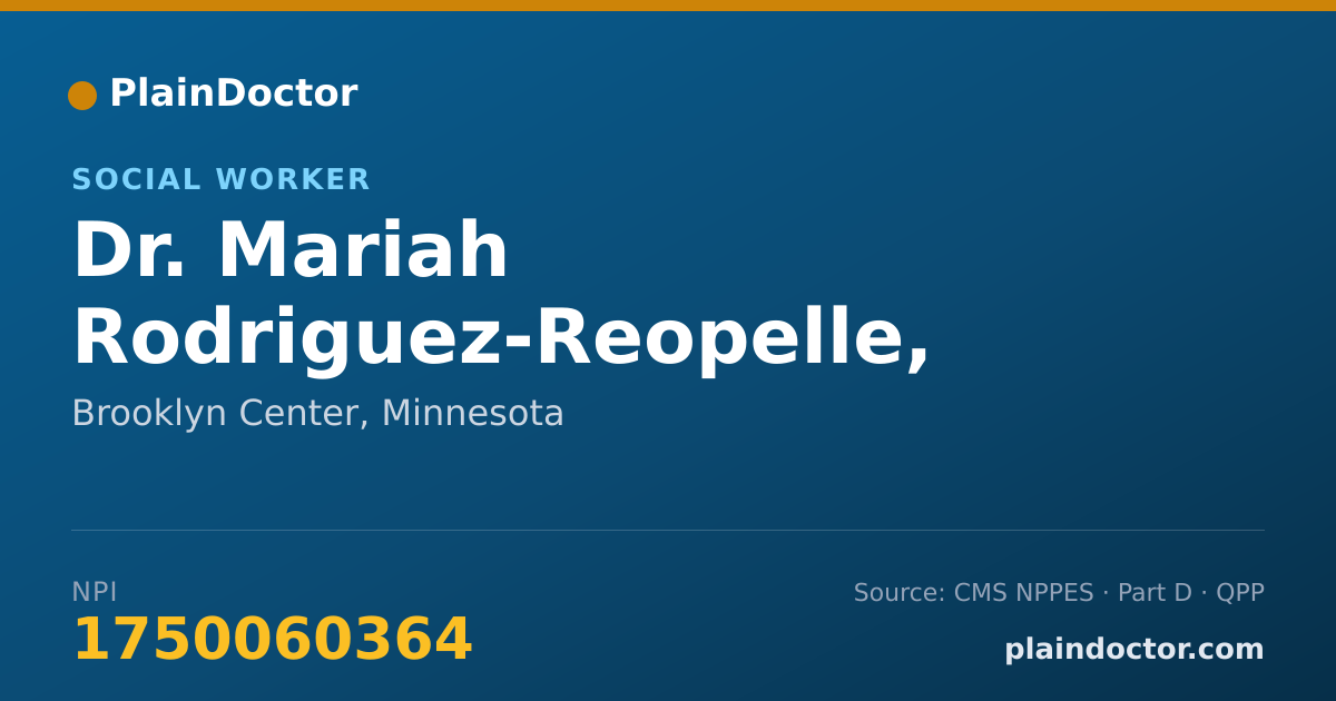 Shareable card for Mariah Rodriguez-Reopelle, LICSW - Social Worker, Brooklyn Center, MN