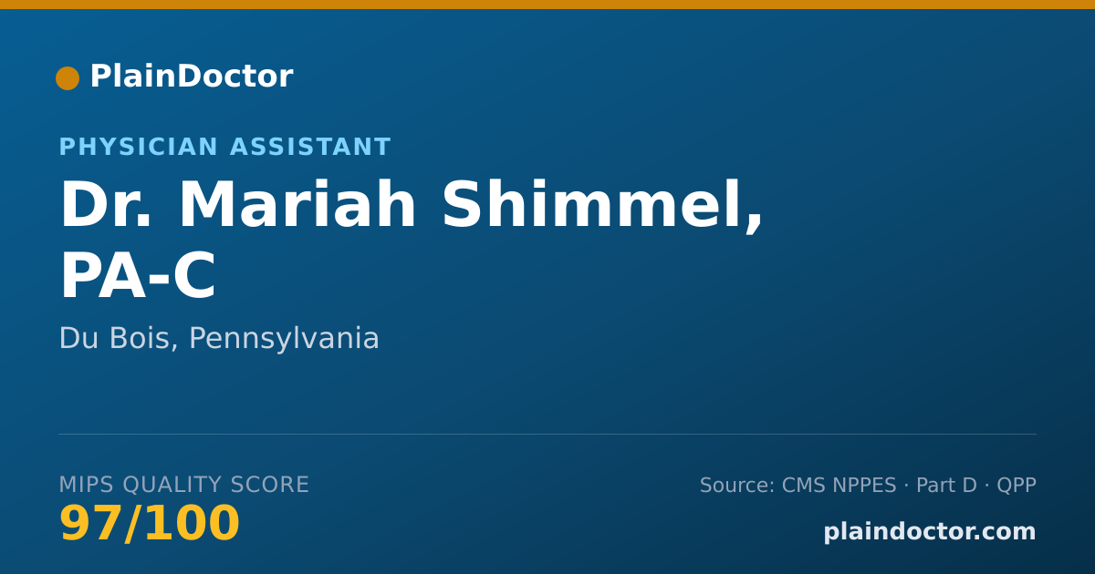 Shareable card for Mariah Shimmel, PA-C - Physician Assistant, Du Bois, PA