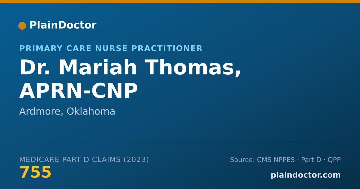 Shareable card for Mariah Thomas, APRN-CNP - Primary Care Nurse Practitioner, Ardmore, OK