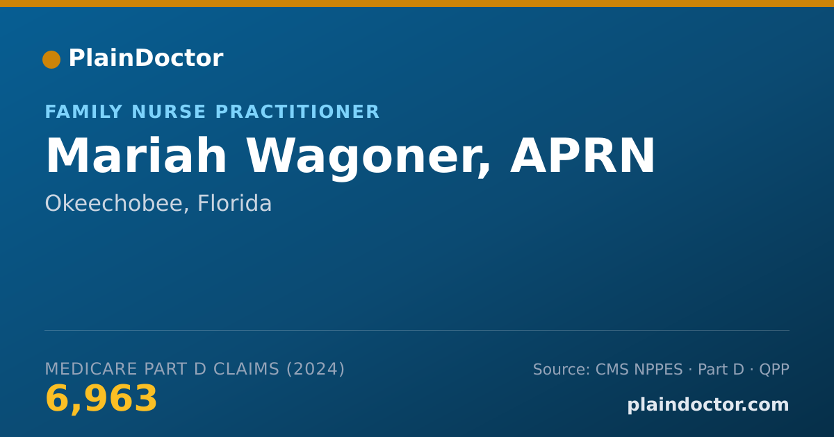 Shareable card for Mariah Wagoner, APRN - Family Nurse Practitioner, Okeechobee, FL