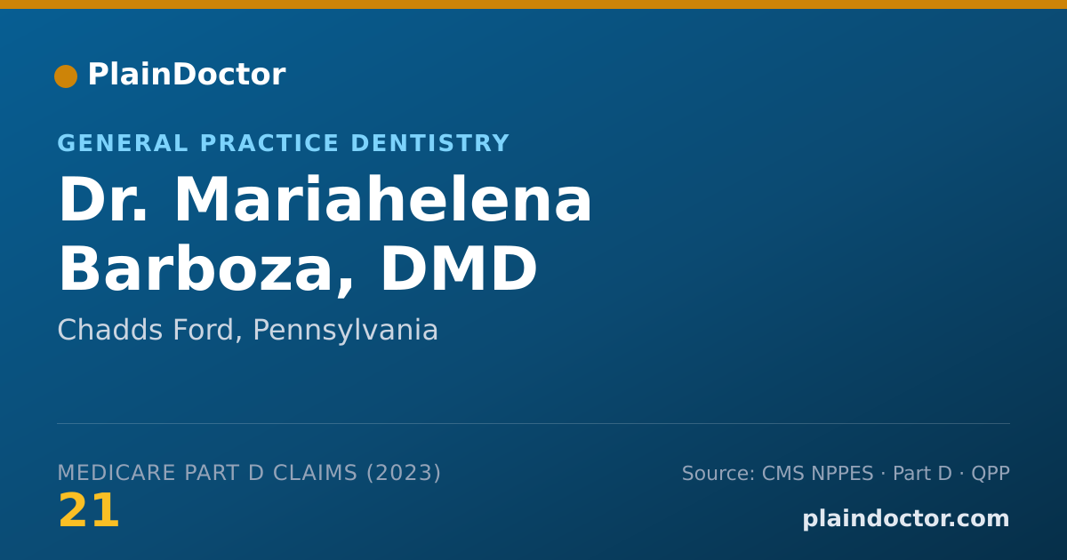 Shareable card for Mariahelena Barboza, DMD - General Practice Dentistry, Chadds Ford, PA