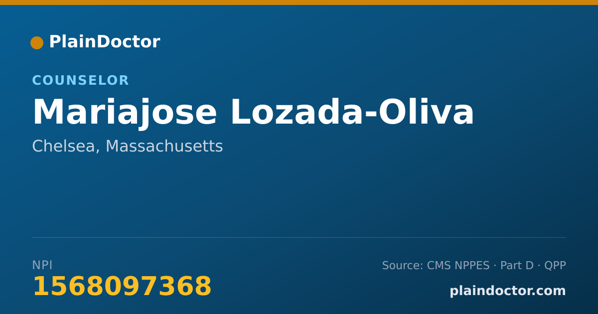 Shareable card for Mariajose Lozada-Oliva - Counselor, Chelsea, MA