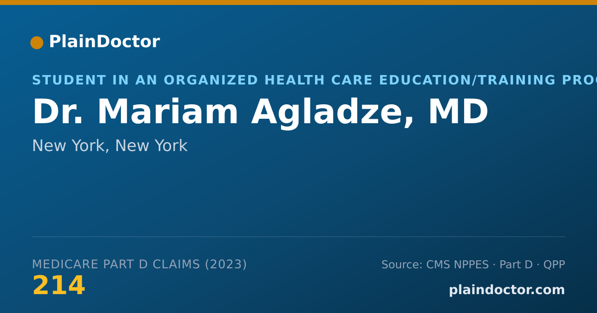 Shareable card for Mariam Agladze, MD - Student in an Organized Health Care Education/Training Program, New York, NY