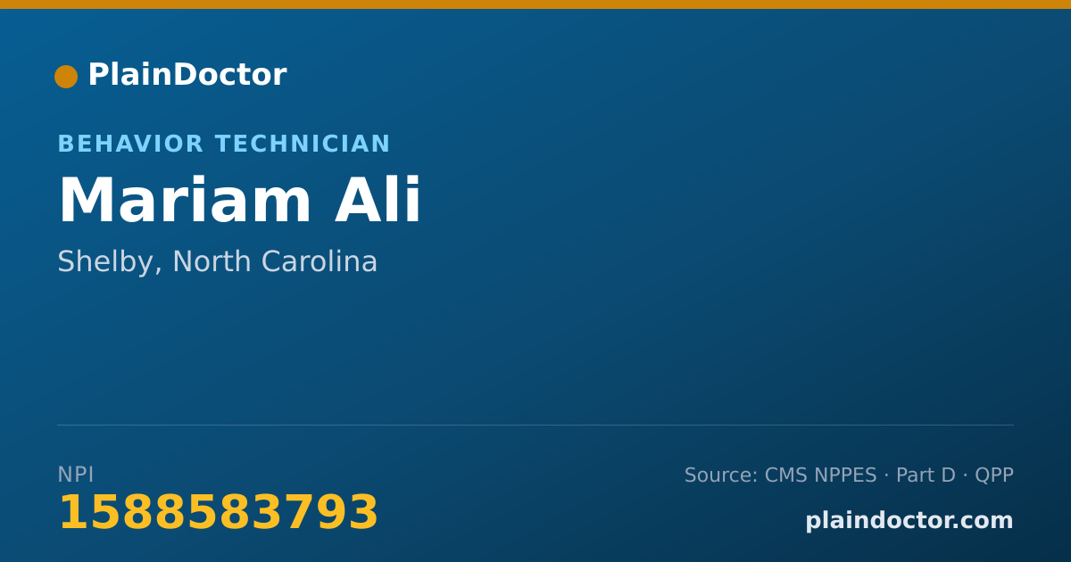 Shareable card for Mariam Ali - Behavior Technician, Shelby, NC
