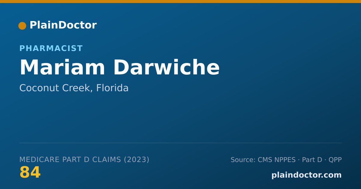 Shareable card for Mariam Darwiche - Pharmacist, Coconut Creek, FL