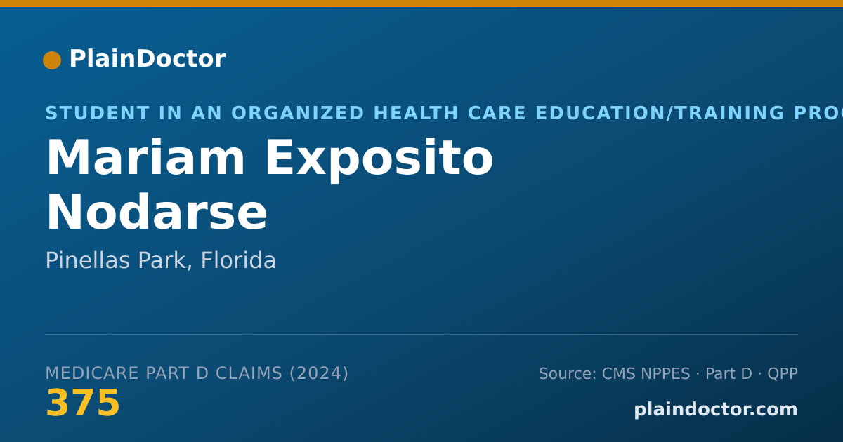 Shareable card for Mariam Exposito Nodarse - Student in an Organized Health Care Education/Training Program, Pinellas Park, FL