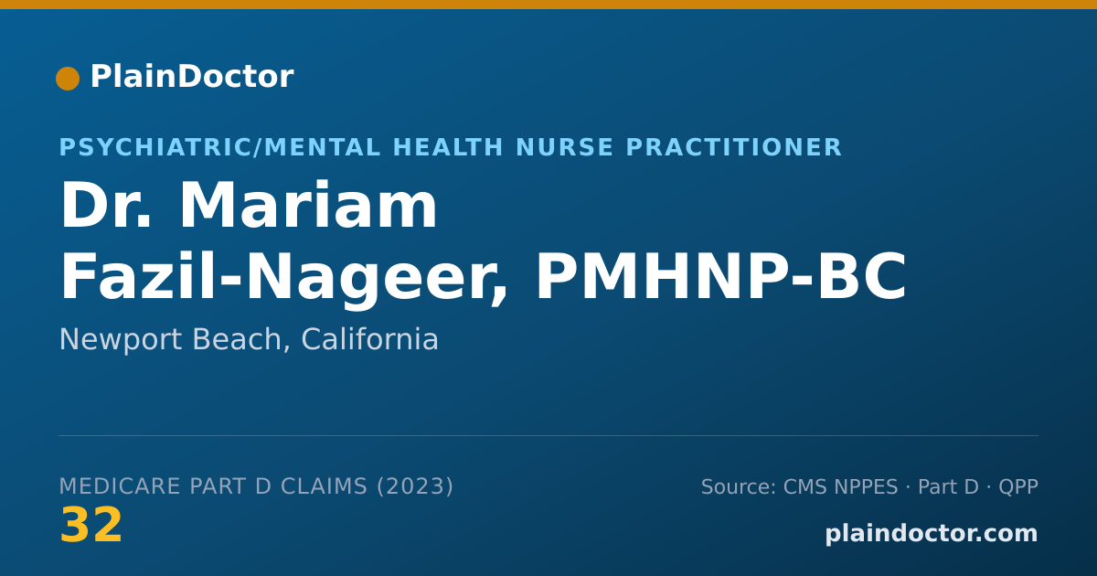 Shareable card for Mariam Fazil-Nageer, PMHNP-BC - Psychiatric/Mental Health Nurse Practitioner, Newport Beach, CA