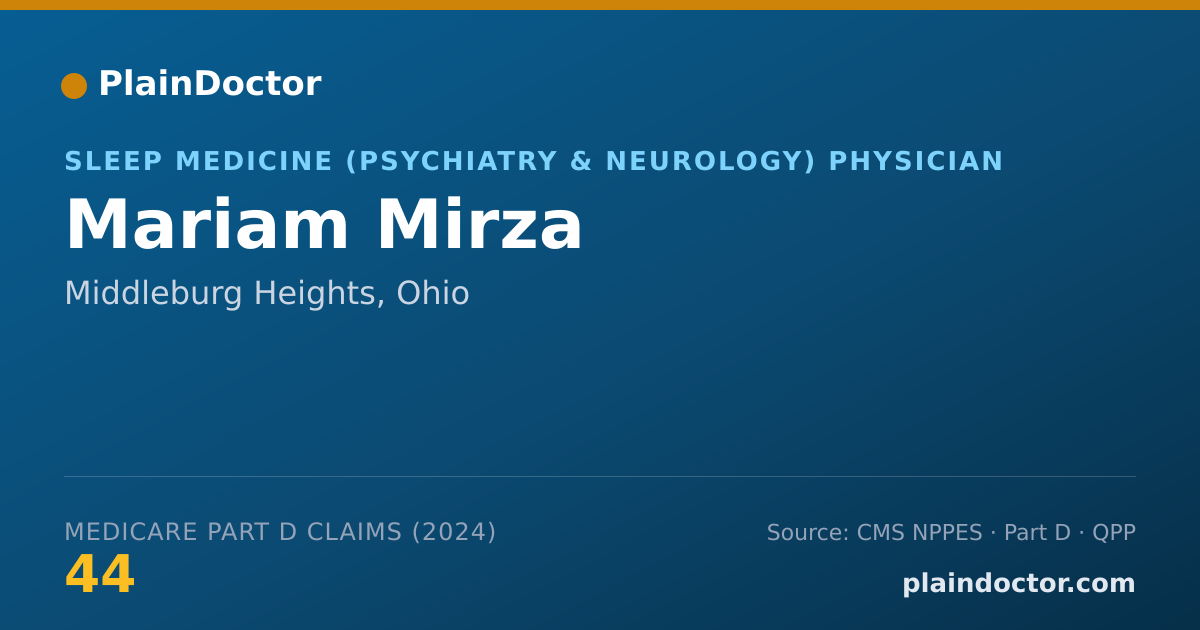 Shareable card for Mariam Mirza - Sleep Medicine (Psychiatry & Neurology) Physician, Middleburg Heights, OH