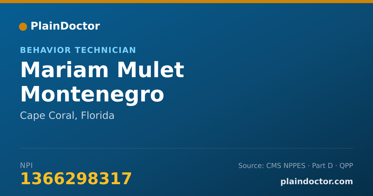 Shareable card for Mariam Mulet Montenegro - Behavior Technician, Cape Coral, FL