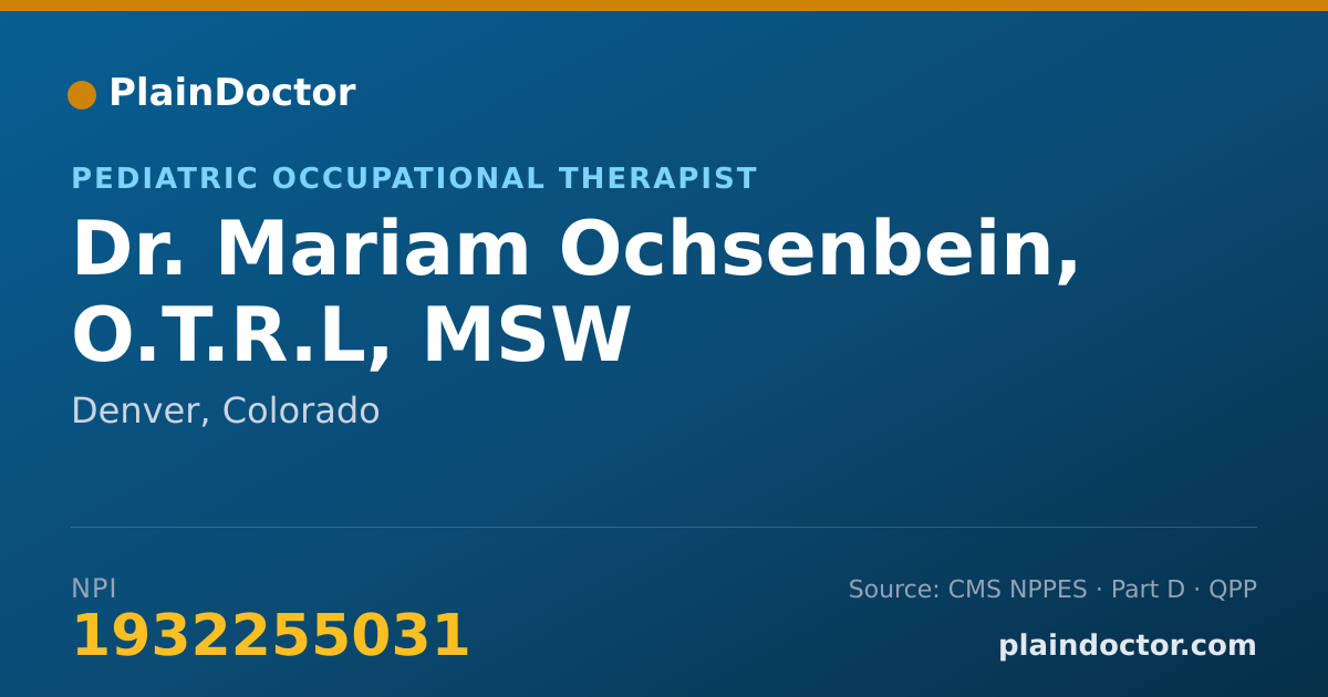 Shareable card for Mariam Ochsenbein, O.T.R.L, MSW - Pediatric Occupational Therapist, Denver, CO