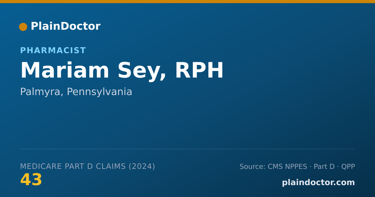 Shareable card for Mariam Sey, RPH - Pharmacist, Palmyra, PA