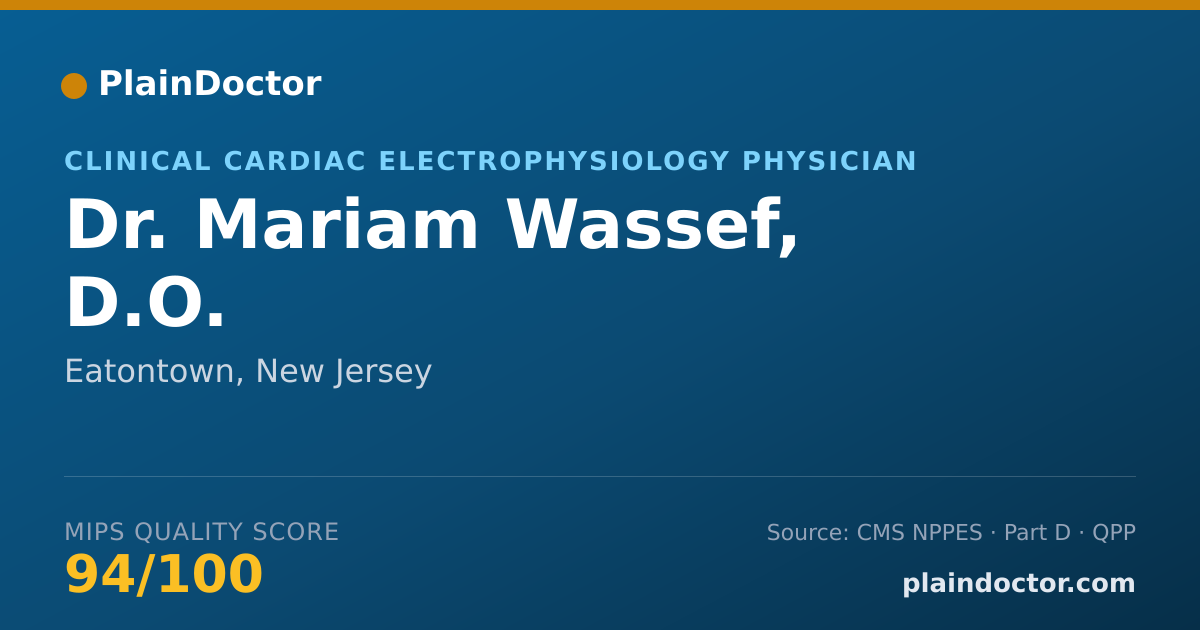 Shareable card for Mariam Wassef, D.O. - Clinical Cardiac Electrophysiology Physician, Eatontown, NJ