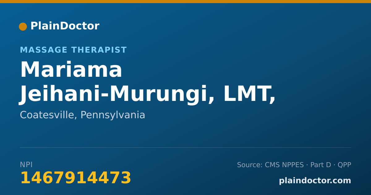 Shareable card for Mariama Jeihani-Murungi, LMT, BCMTB, CMMP - Massage Therapist, Coatesville, PA