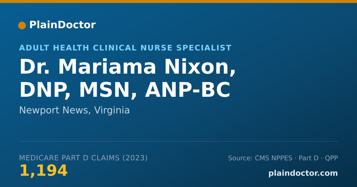 Shareable card for Mariama Nixon, DNP, MSN, ANP-BC - Adult Health Clinical Nurse Specialist, Newport News, VA