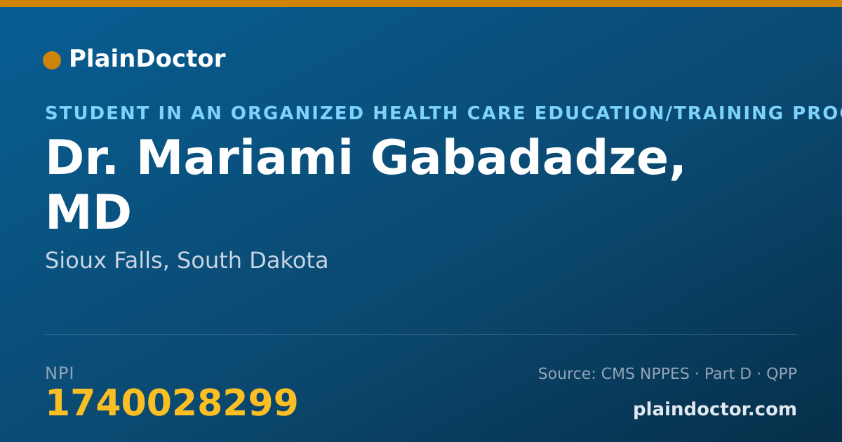 Shareable card for Mariami Gabadadze, MD - Student in an Organized Health Care Education/Training Program, Sioux Falls, SD