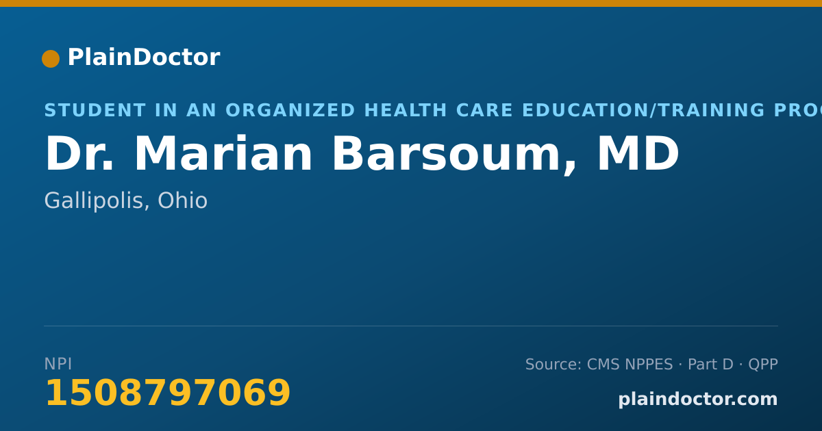 Shareable card for Marian Barsoum, MD - Student in an Organized Health Care Education/Training Program, Gallipolis, OH