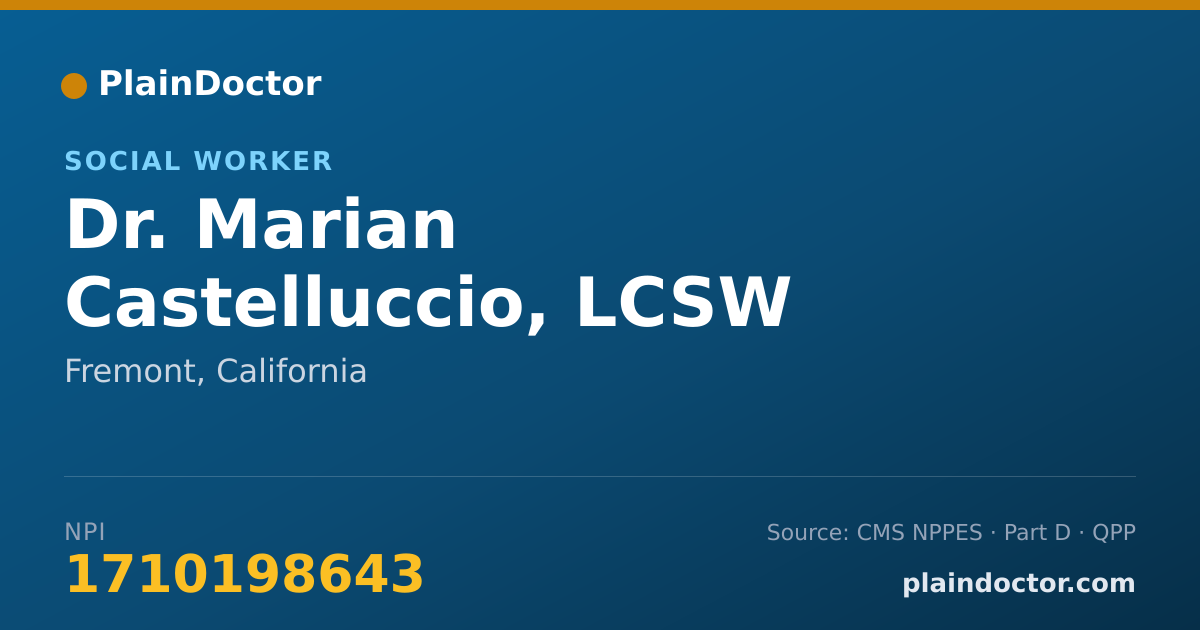 Shareable card for Marian Castelluccio, LCSW - Social Worker, Fremont, CA