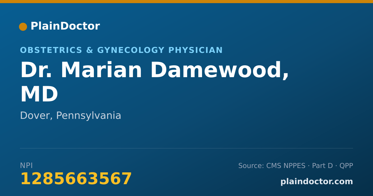 Shareable card for Marian Damewood, MD - Obstetrics & Gynecology Physician, Dover, PA