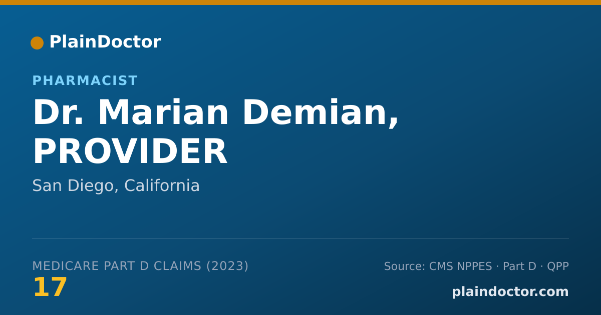 Shareable card for Marian Demian, PROVIDER - Pharmacist, San Diego, CA