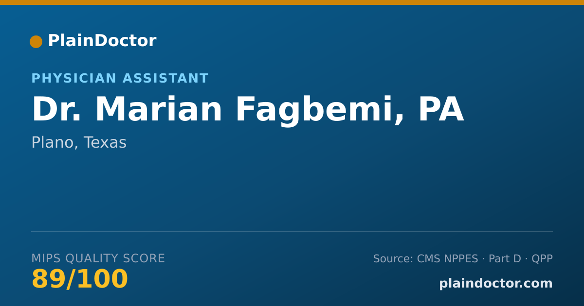 Shareable card for Marian Fagbemi, PA - Physician Assistant, Plano, TX