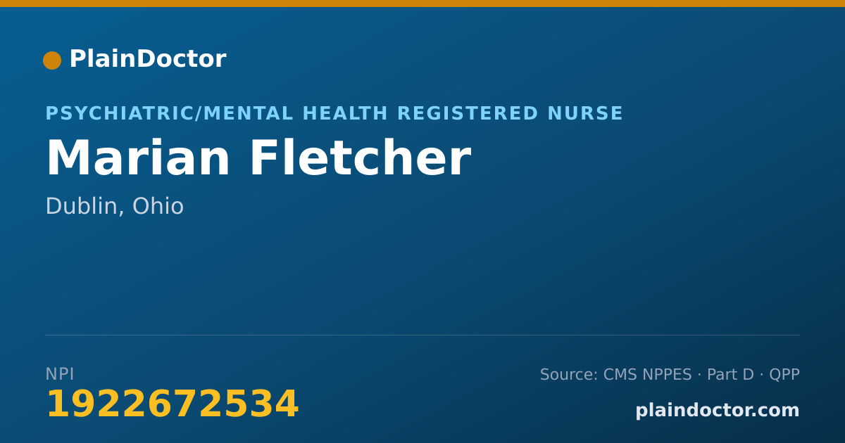 Shareable card for Marian Fletcher - Psychiatric/Mental Health Registered Nurse, Dublin, OH