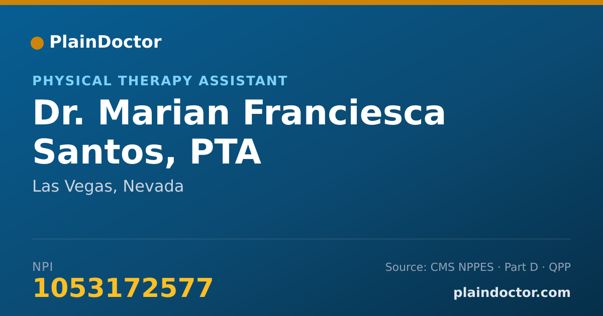Shareable card for Marian Franciesca Santos, PTA - Physical Therapy Assistant, Las Vegas, NV