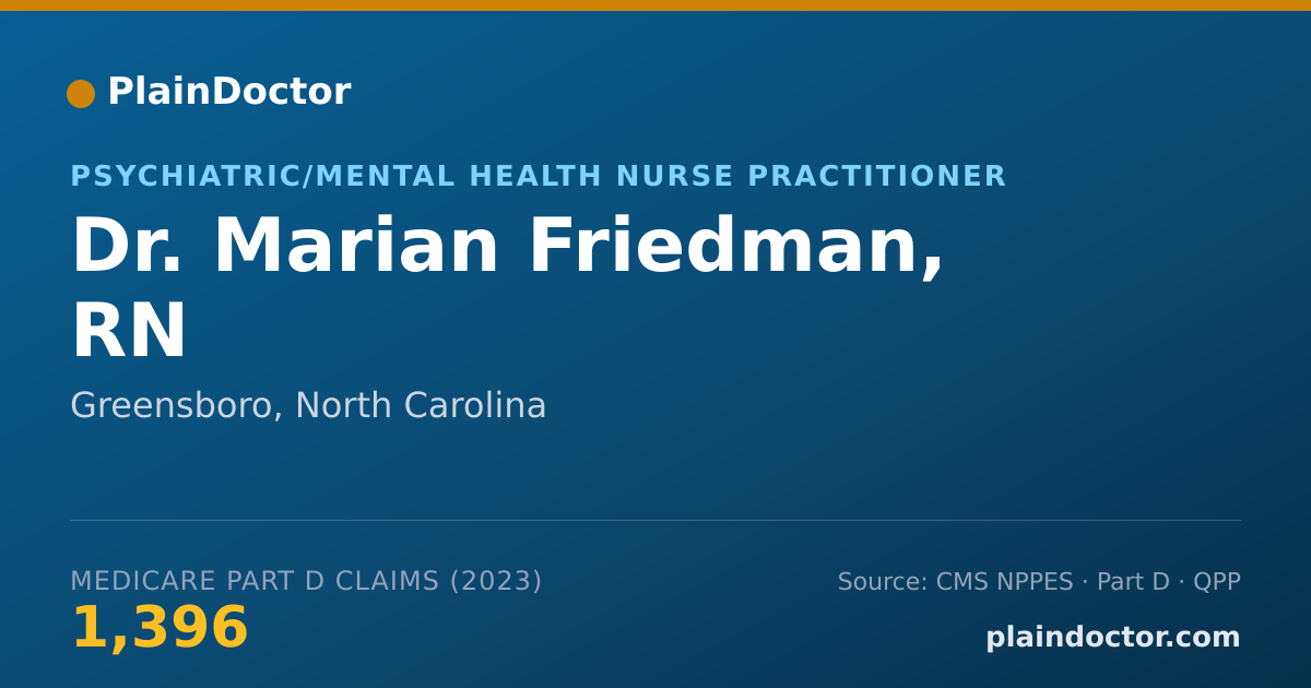 Shareable card for Marian Friedman, RN - Psychiatric/Mental Health Nurse Practitioner, Greensboro, NC