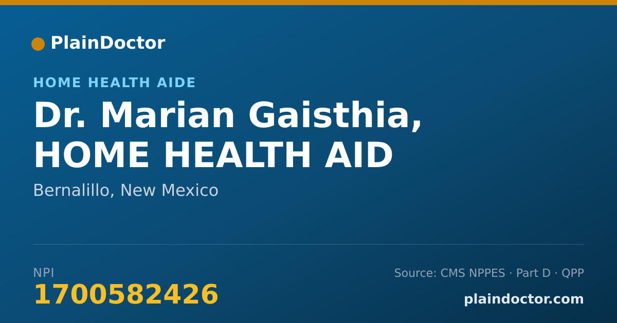 Shareable card for Marian Gaisthia, HOME HEALTH AID - Home Health Aide, Bernalillo, NM