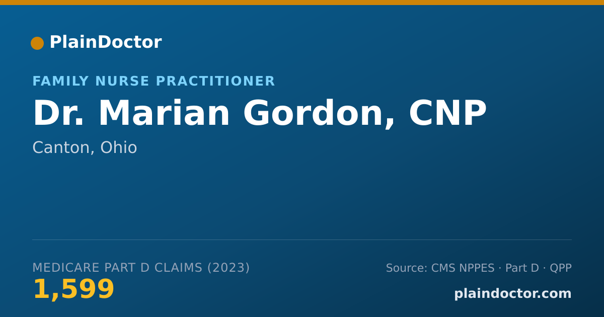 Shareable card for Marian Gordon, CNP - Family Nurse Practitioner, Canton, OH