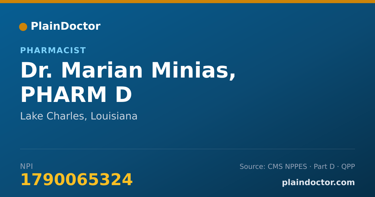 Shareable card for Marian Minias, PHARM D - Pharmacist, Lake Charles, LA