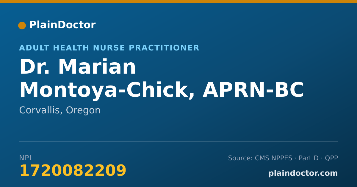 Shareable card for Marian Montoya-Chick, APRN-BC - Adult Health Nurse Practitioner, Corvallis, OR