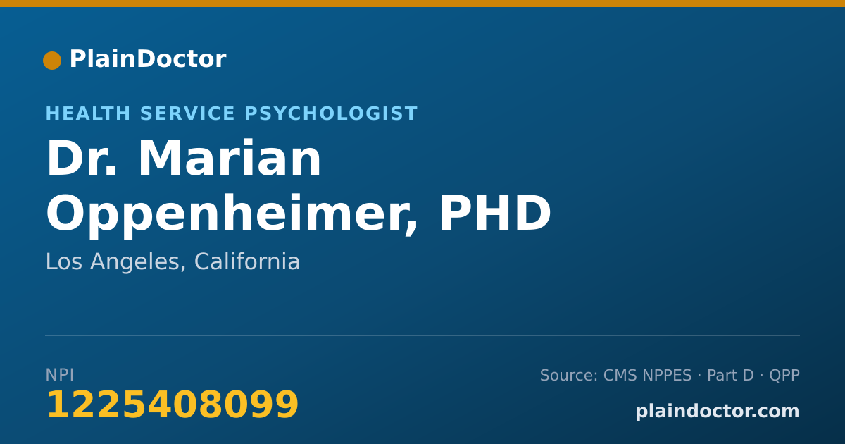 Shareable card for Marian Oppenheimer, PHD - Health Service Psychologist, Los Angeles, CA
