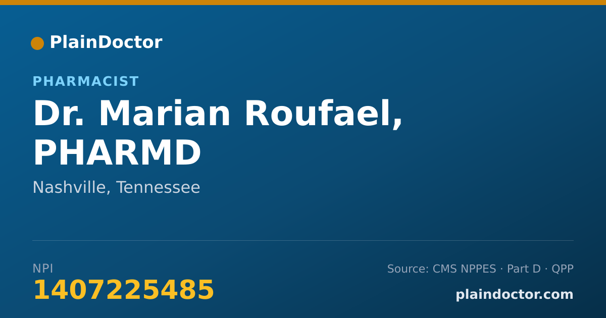 Shareable card for Marian Roufael, PHARMD - Pharmacist, Nashville, TN
