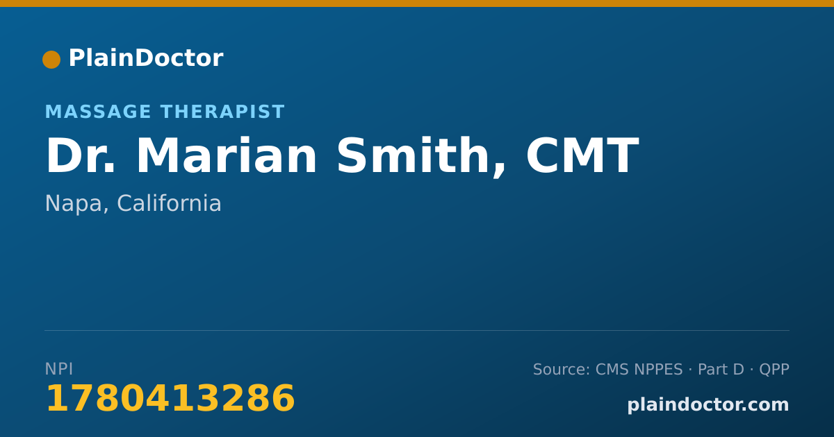 Shareable card for Marian Smith, CMT - Massage Therapist, Napa, CA