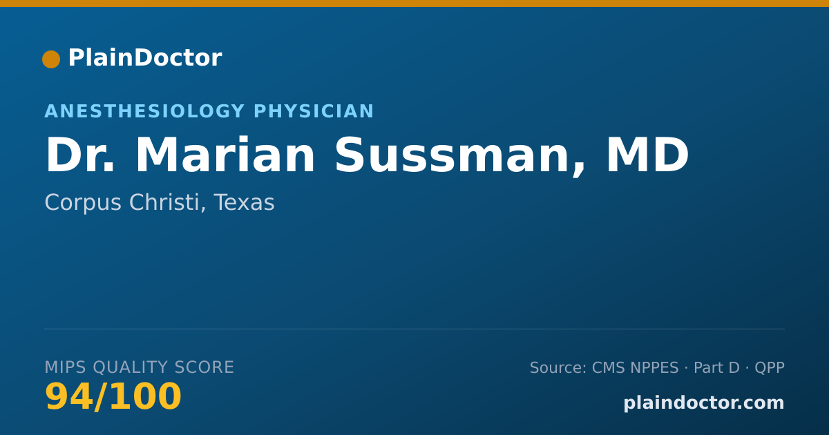 Shareable card for Marian Sussman, MD - Anesthesiology Physician, Corpus Christi, TX