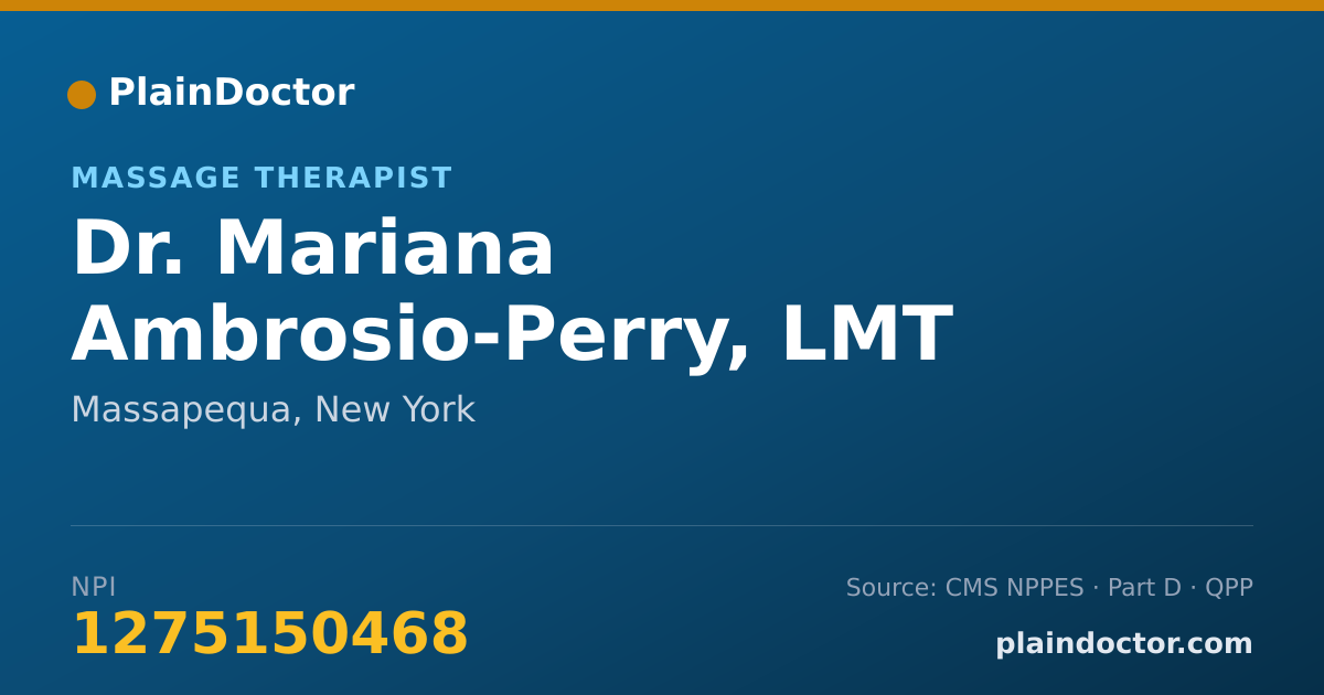 Shareable card for Mariana Ambrosio-Perry, LMT - Massage Therapist, Massapequa, NY