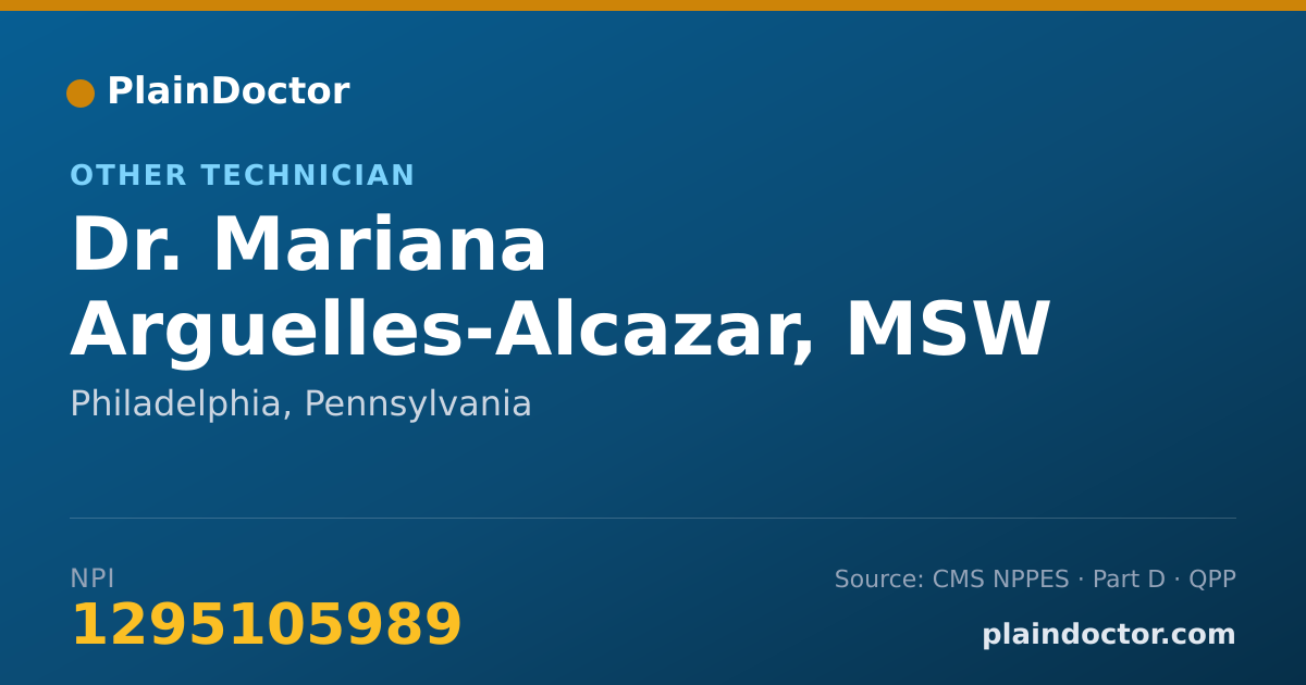Shareable card for Mariana Arguelles-Alcazar, MSW - Other Technician, Philadelphia, PA