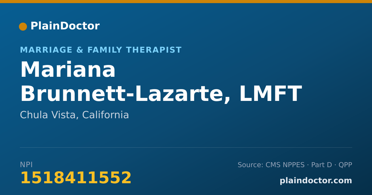 Shareable card for Mariana Brunnett-Lazarte, LMFT - Marriage & Family Therapist, Chula Vista, CA