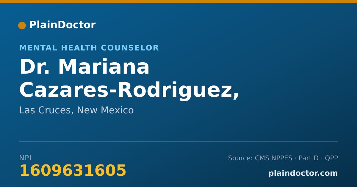 Shareable card for Mariana Cazares-Rodriguez, LMHC - Mental Health Counselor, Las Cruces, NM