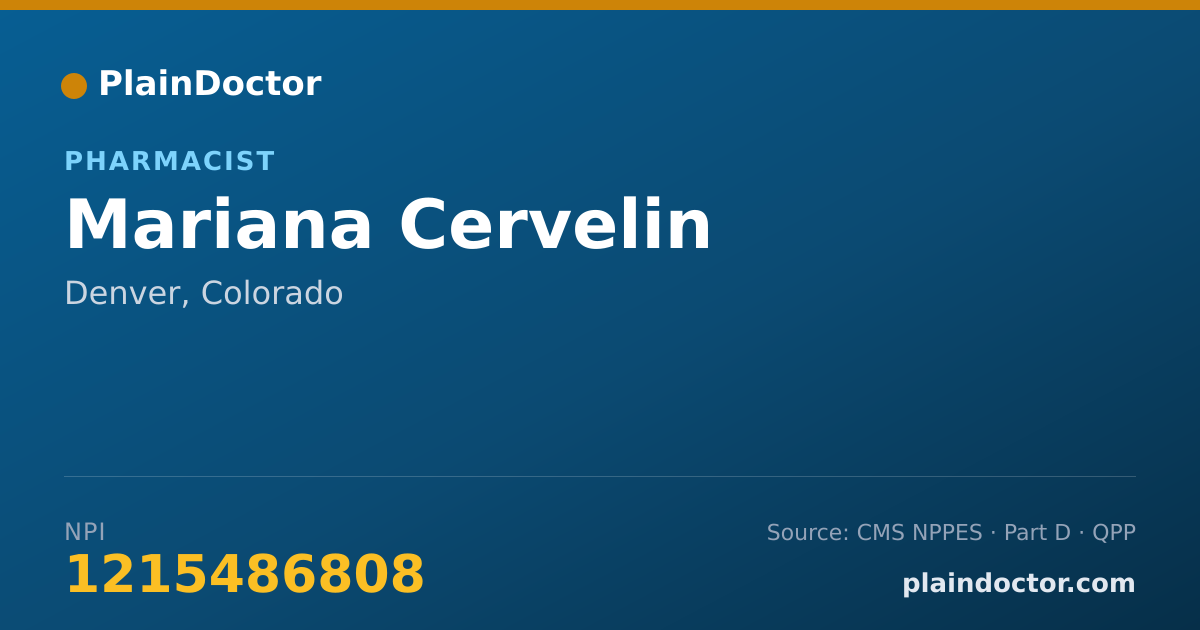 Shareable card for Mariana Cervelin - Pharmacist, Denver, CO