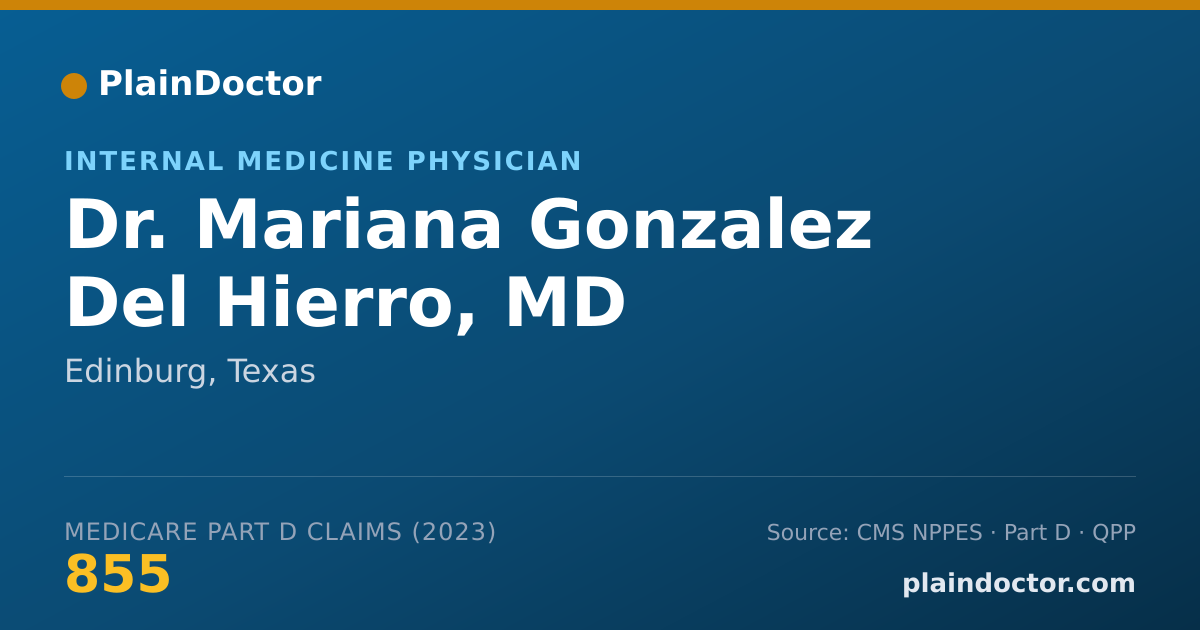Shareable card for Mariana Gonzalez Del Hierro, MD - Internal Medicine Physician, Edinburg, TX